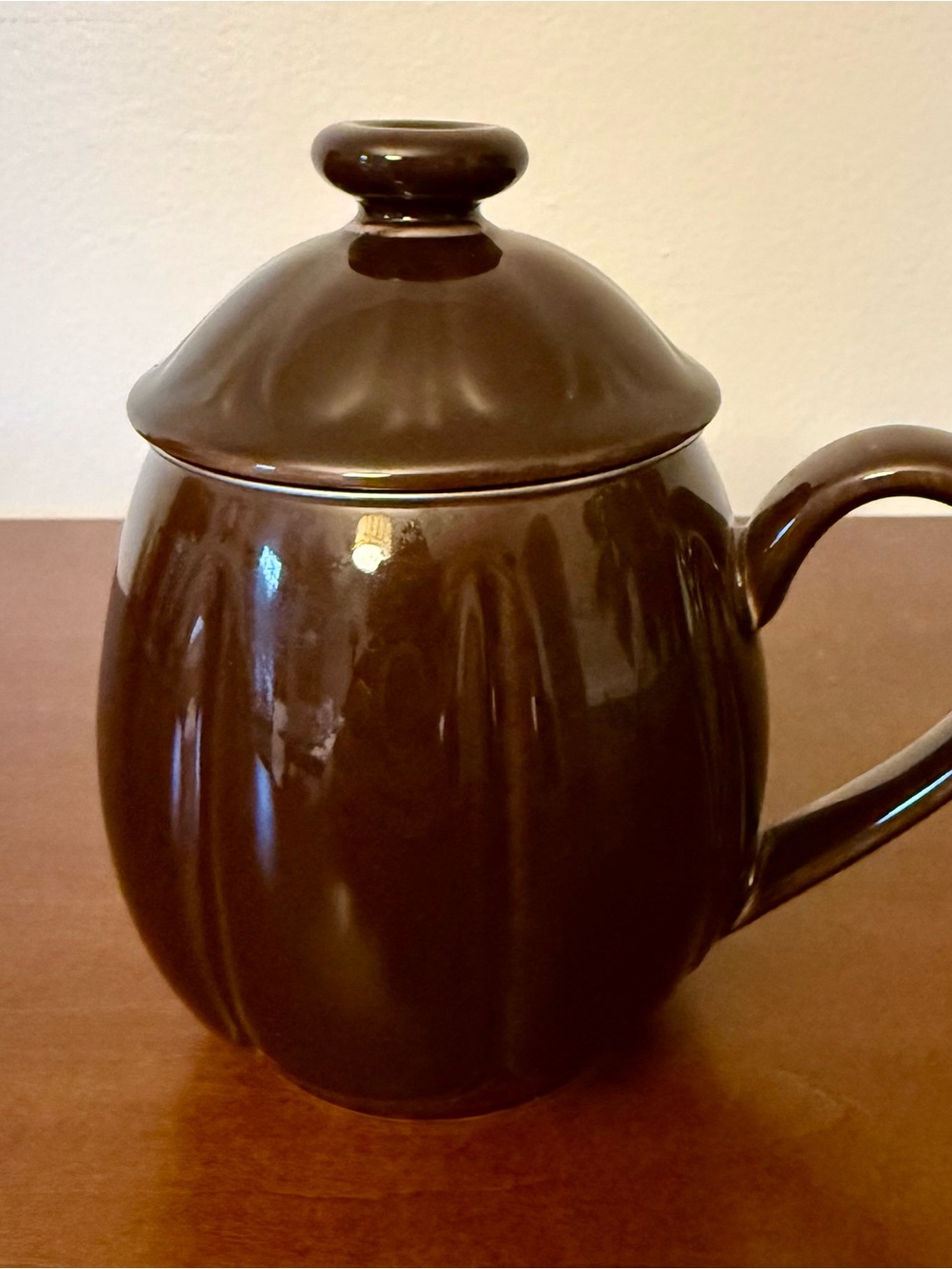Teavana Brown Glazed Ceramic Honey Pot with Lid